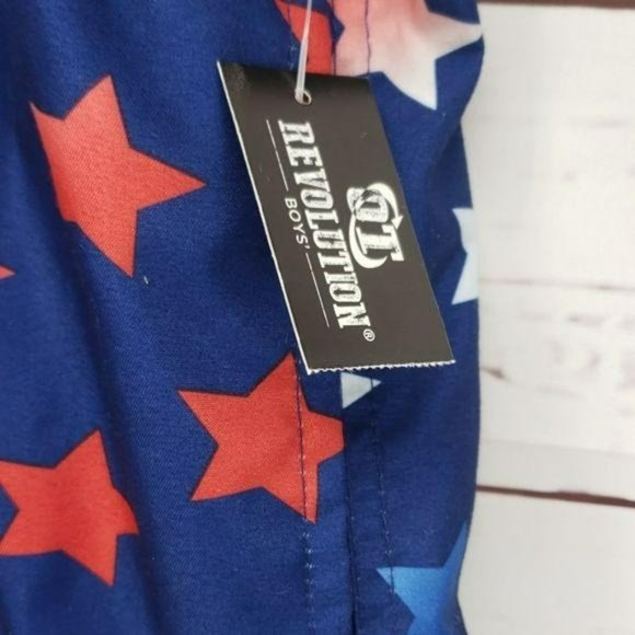Revolution Boys Americana Patriotic Star Blue Red White Swim Shorts Trunks XL - Picture 5 of 7